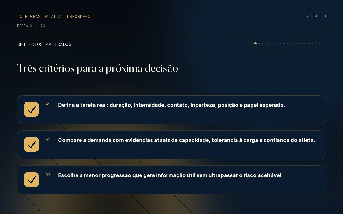 Checklist de critérios da Regra 01: Disponibilidade e prontidão.