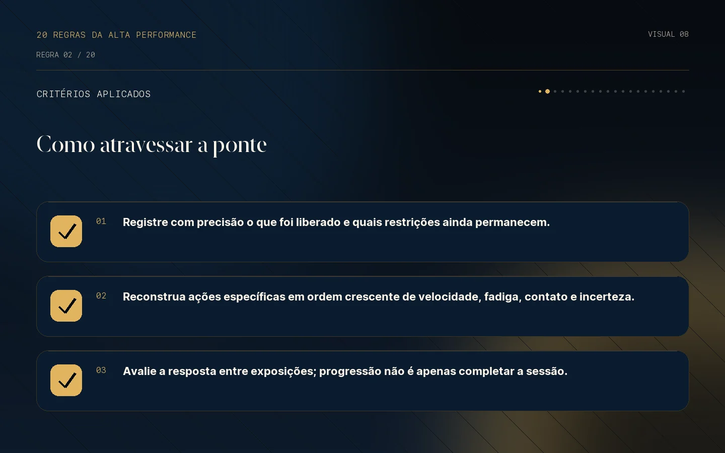 Checklist de critérios da Regra 02: Liberado não significa pronto.