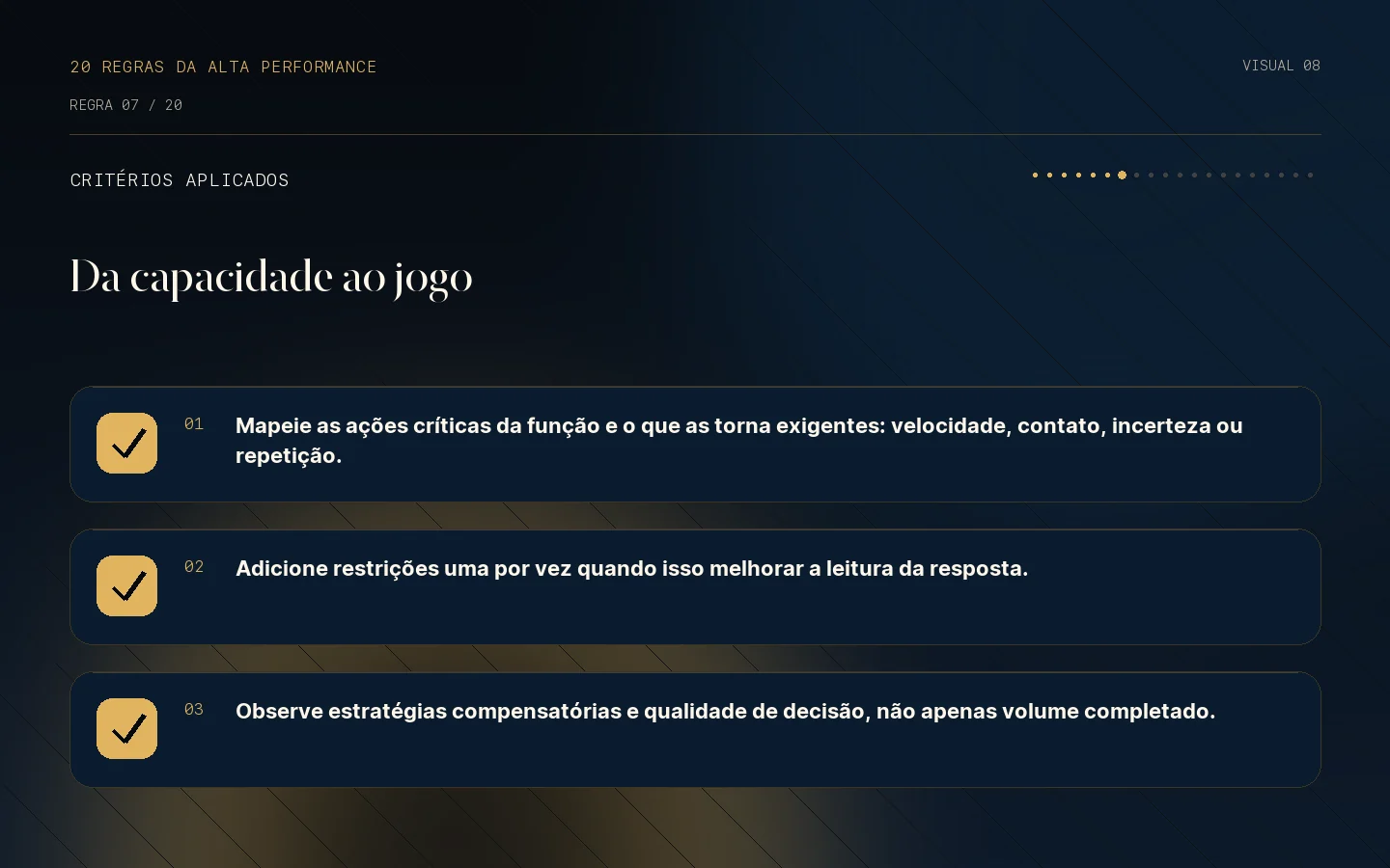 Checklist de critérios da Regra 07: A exigência do jogo vai além da alta médica.