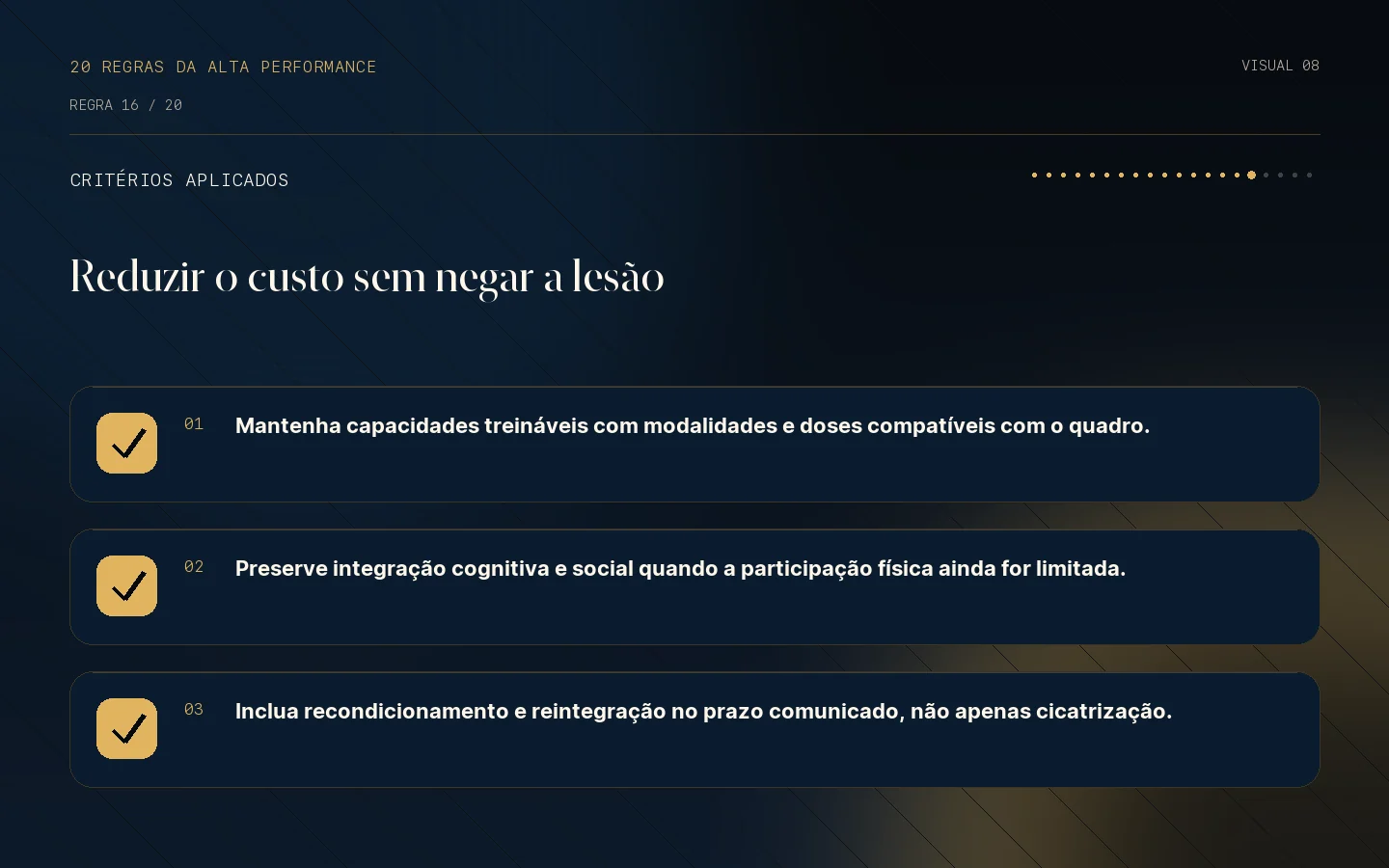 Checklist de critérios da Regra 16: Toda interrupção tem um custo invisível.