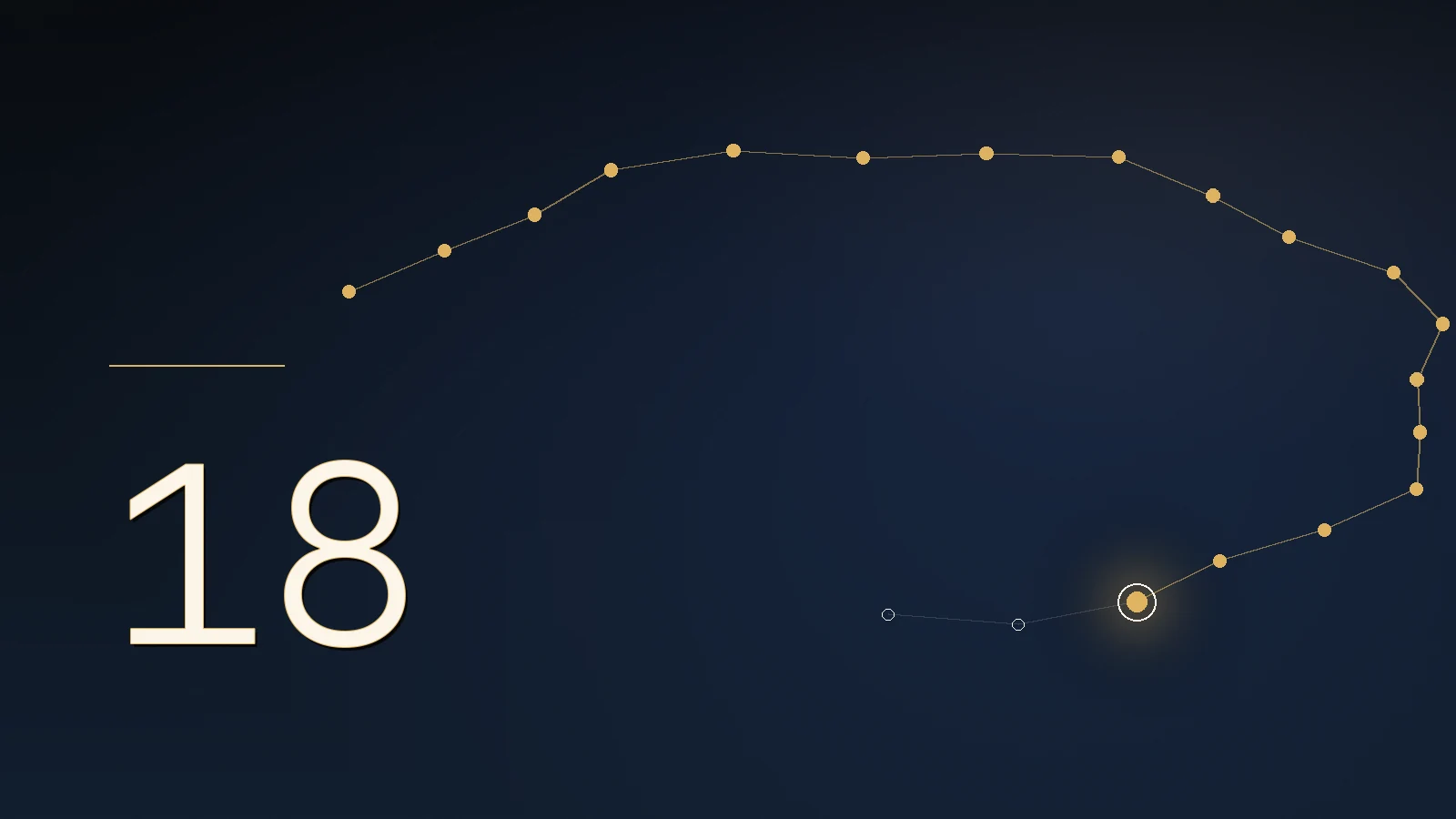 Composição editorial abstrata da Regra 18, Sua disponibilidade é um ativo coletivo, com um percurso de vinte pontos e o estágio atual iluminado em ouro.